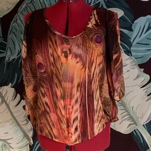 Sheer boho batwing top